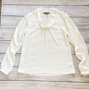 Express Off White Sheer Long Sleeve Shirt